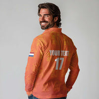 Custom Netherlands Football Long Sleeve Polo Shirt Oranje Go Champions