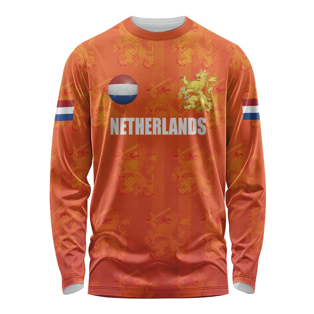 Custom Netherlands Football Long Sleeve Shirt Oranje Go Champions