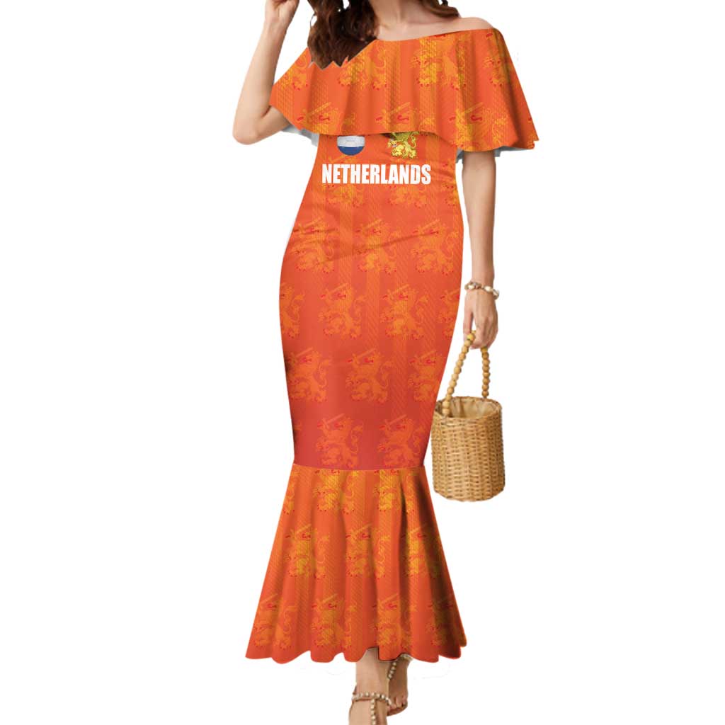 Custom Netherlands Football Mermaid Dress Oranje Go Champions