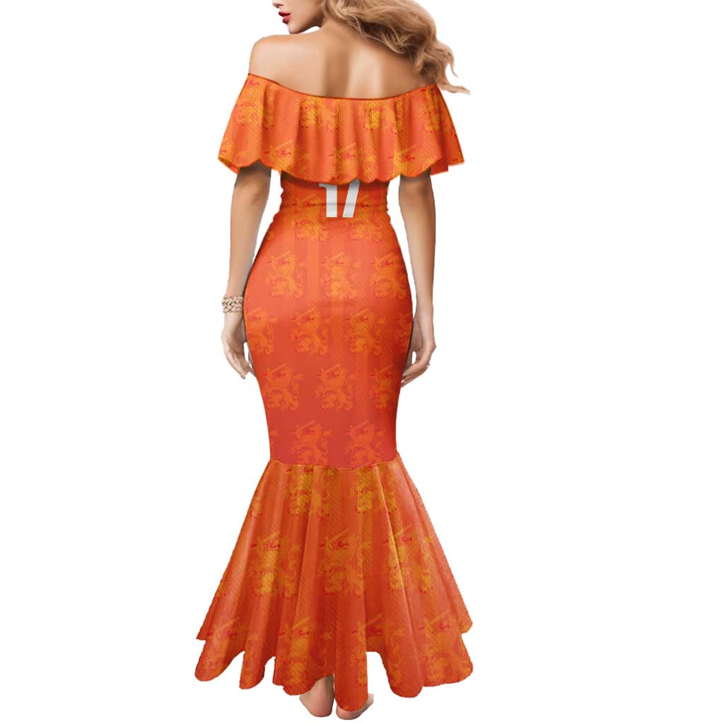 Custom Netherlands Football Mermaid Dress Oranje Go Champions