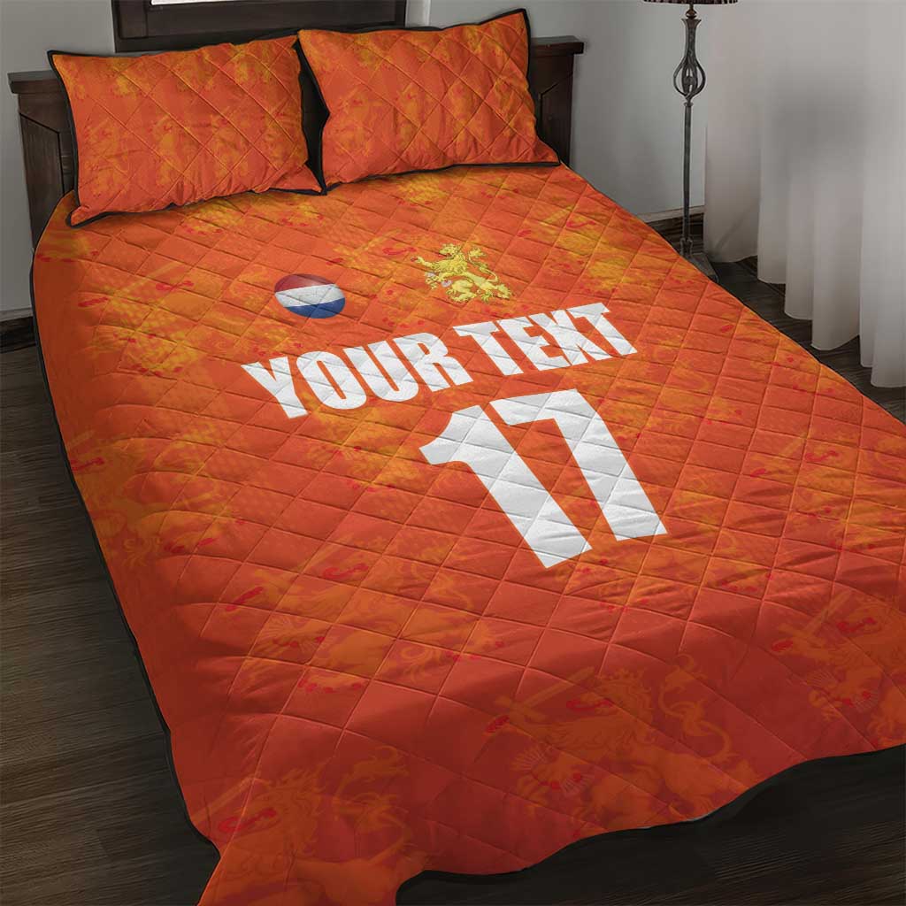 Custom Netherlands Football Quilt Bed Set Oranje Go Champions