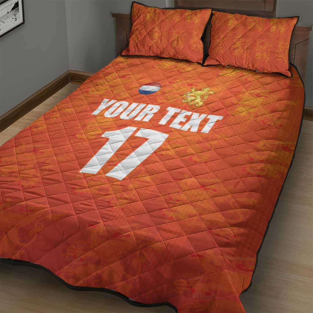 Custom Netherlands Football Quilt Bed Set Oranje Go Champions