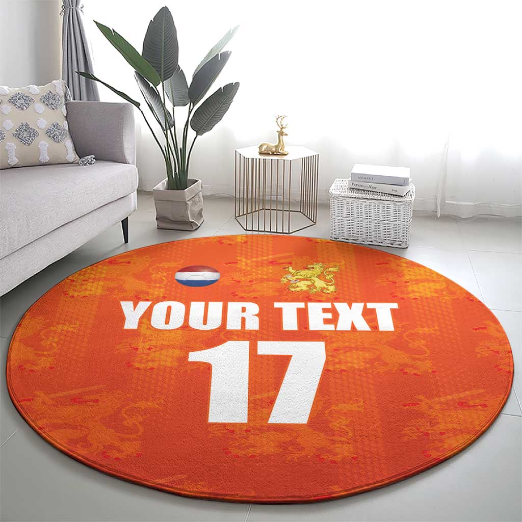 Custom Netherlands Football Round Carpet Oranje Go Champions