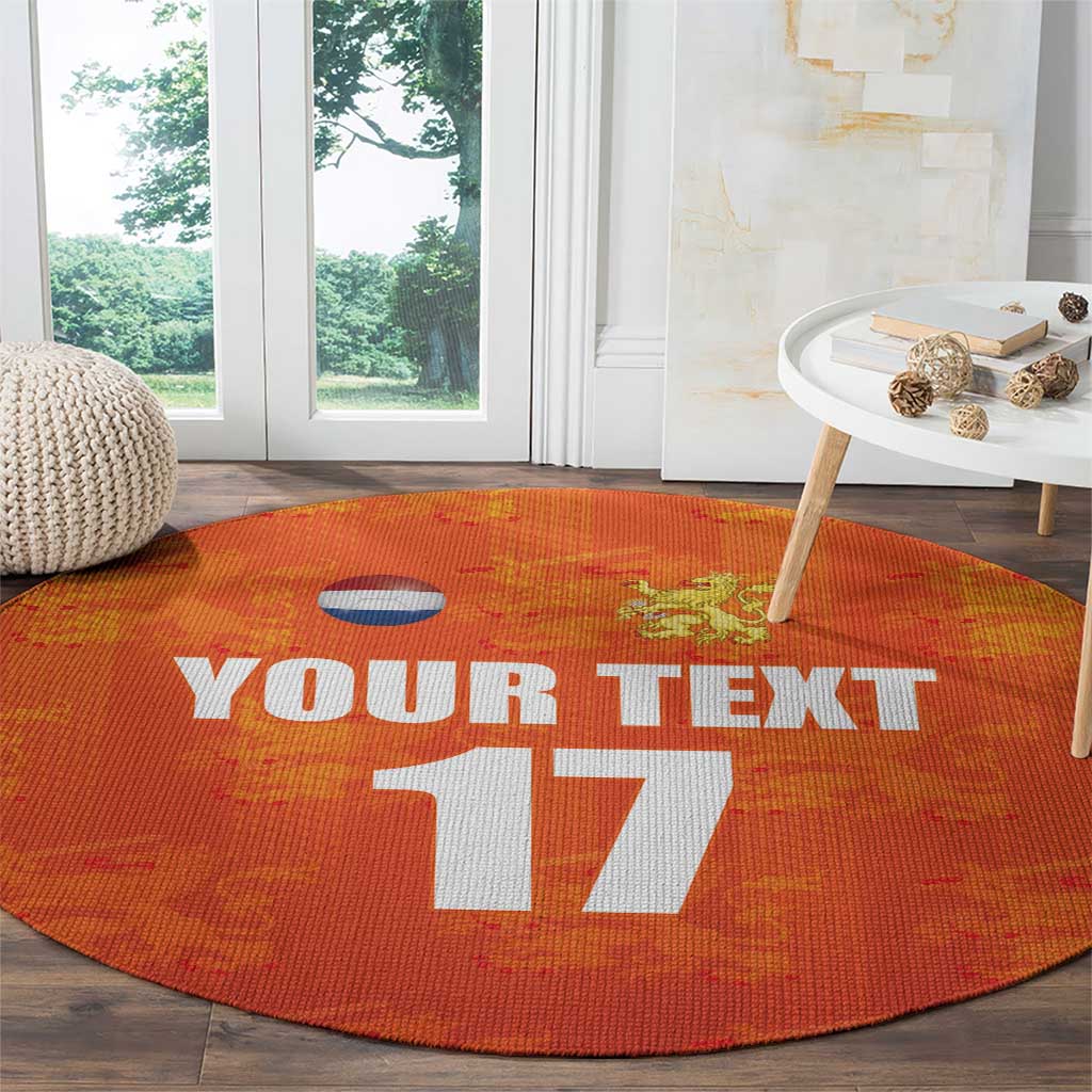 Custom Netherlands Football Round Carpet Oranje Go Champions