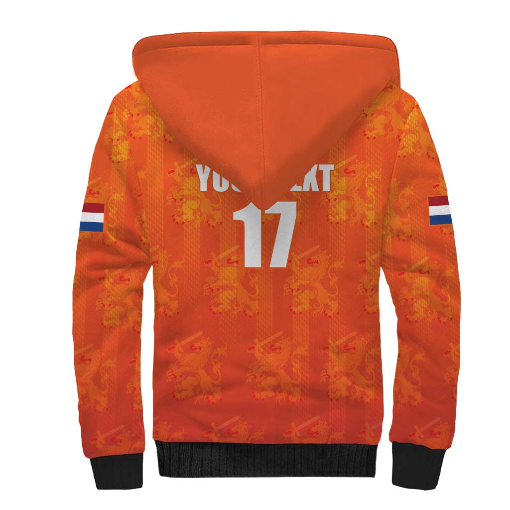 Custom Netherlands Football Sherpa Hoodie Oranje Go Champions