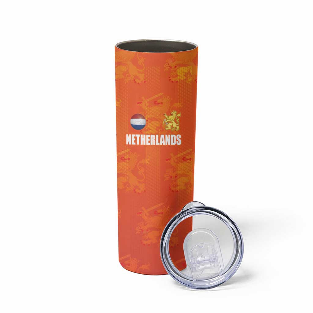 Custom Netherlands Football Skinny Tumbler Oranje Go Champions