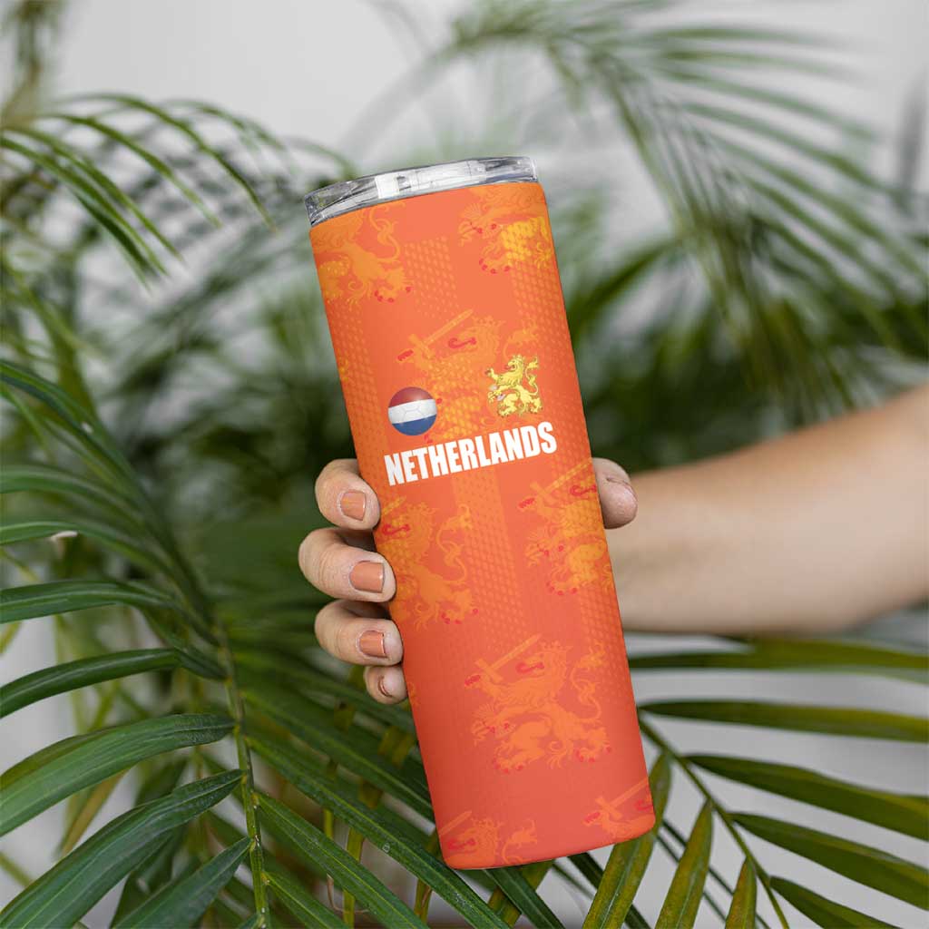 Custom Netherlands Football Skinny Tumbler Oranje Go Champions