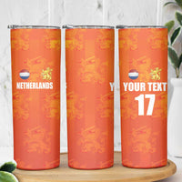 Custom Netherlands Football Skinny Tumbler Oranje Go Champions