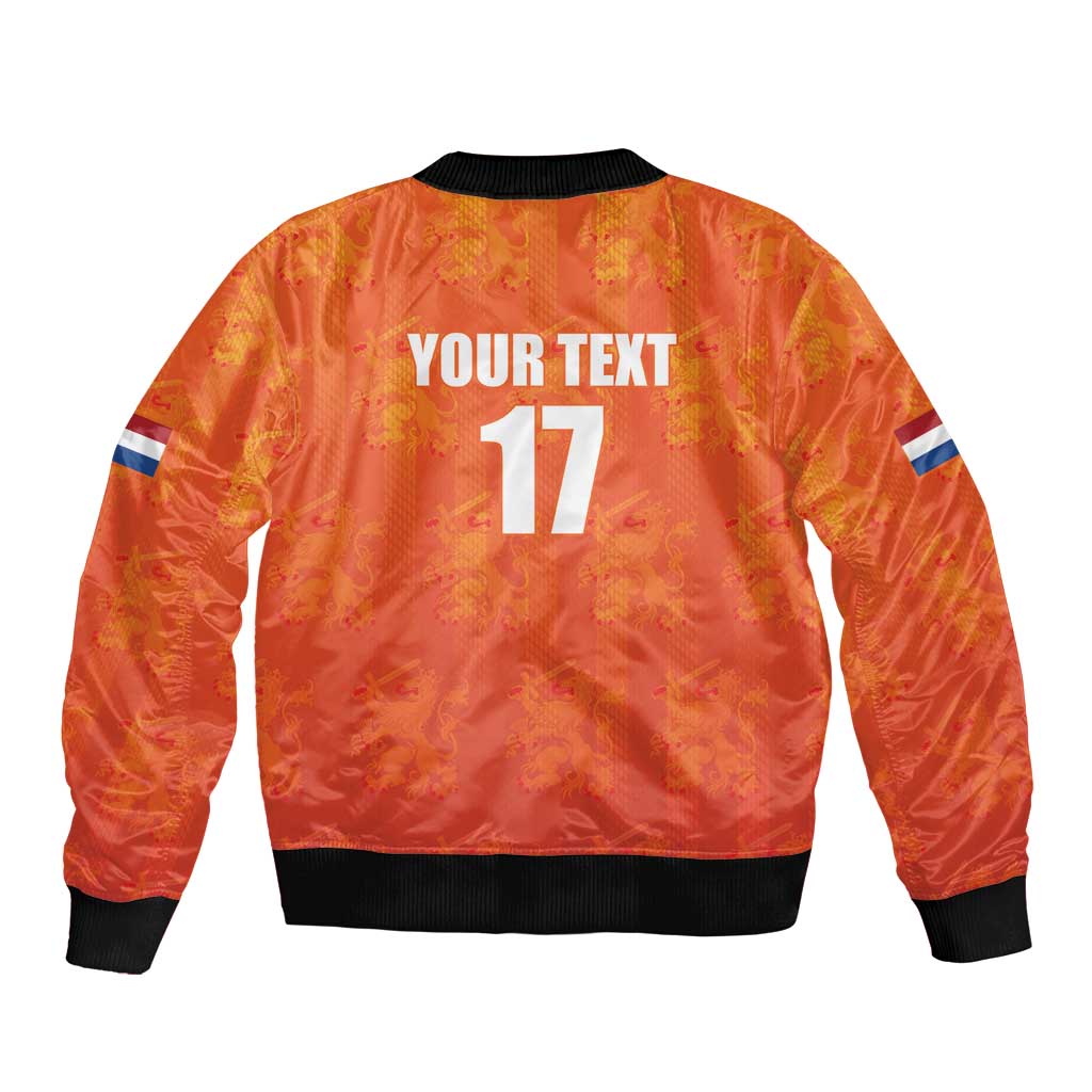 Custom Netherlands Football Sleeve Zip Bomber Jacket Oranje Go Champions