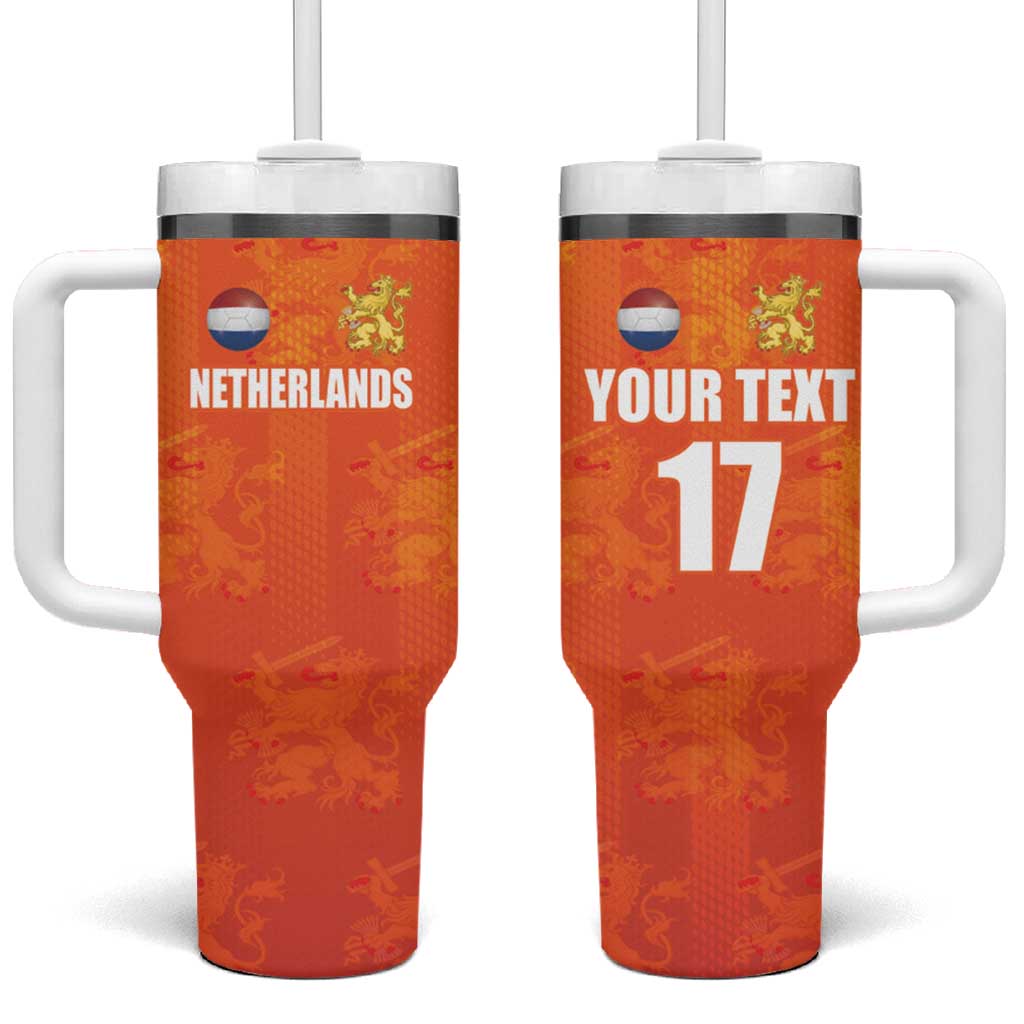 Custom Netherlands Football Tumbler With Handle Oranje Go Champions