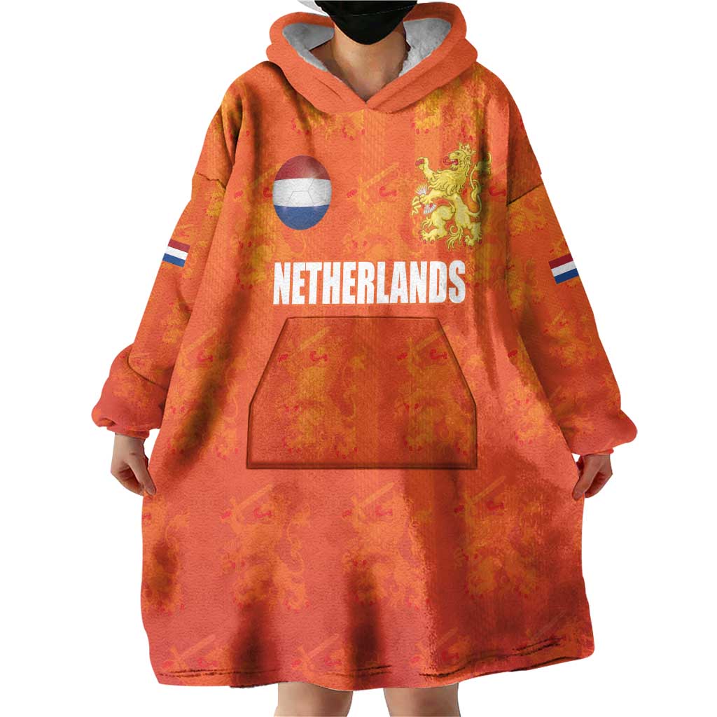 Custom Netherlands Football Wearable Blanket Hoodie Oranje Go Champions
