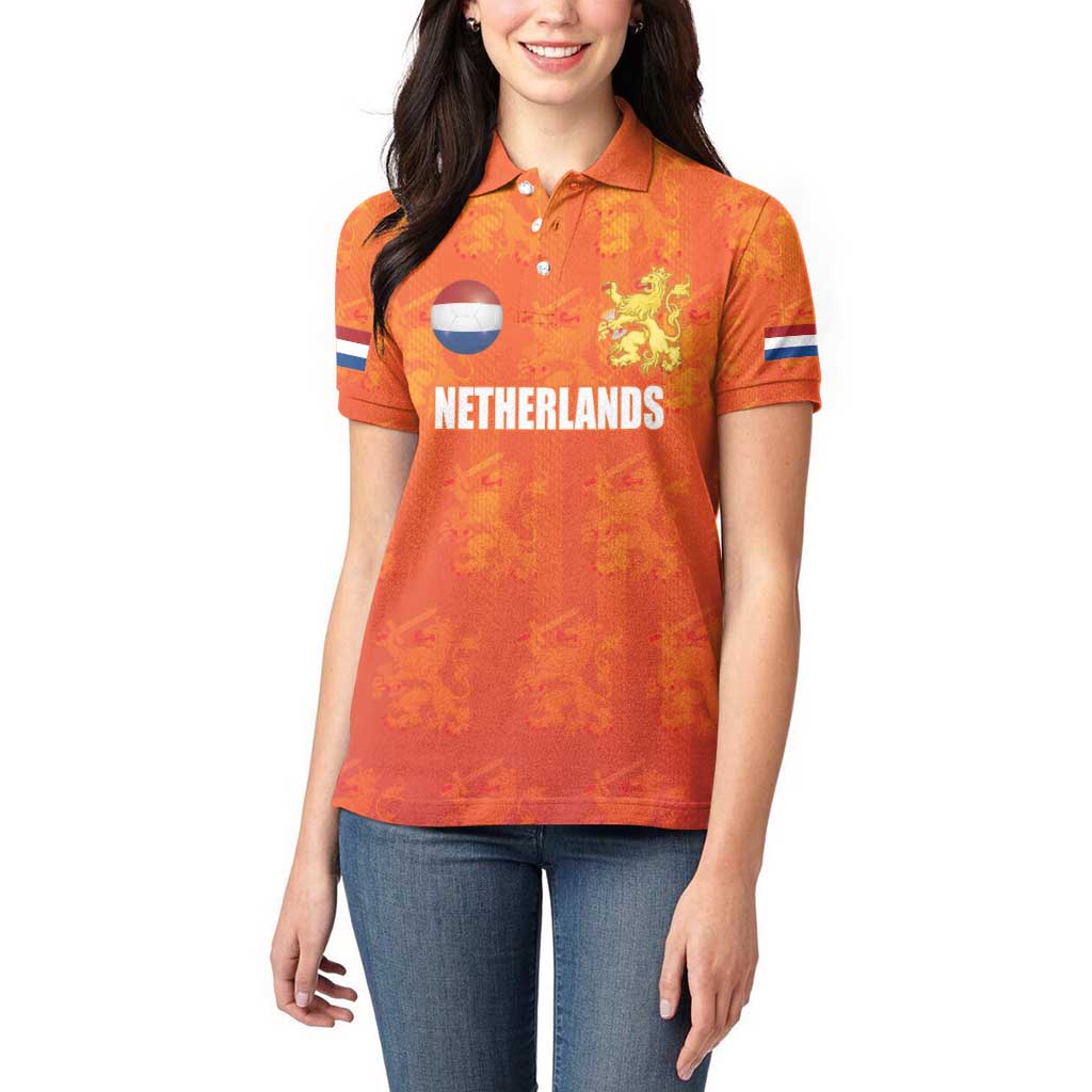 Custom Netherlands Football Women Polo Shirt Oranje Go Champions