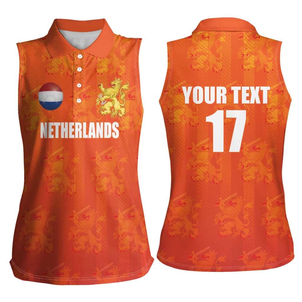 Custom Netherlands Football Women Sleeveless Polo Shirt Oranje Go Champions