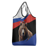 Russia Brown Bear and Chamomile Flower Grocery Bag