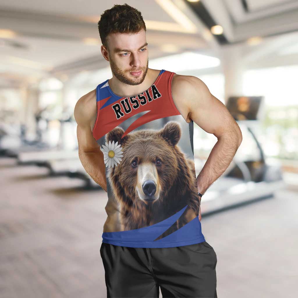 Russia Brown Bear and Chamomile Flower Men Tank Top LT17 - Wonder Print Shop