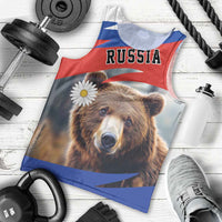Russia Brown Bear and Chamomile Flower Men Tank Top LT17 - Wonder Print Shop