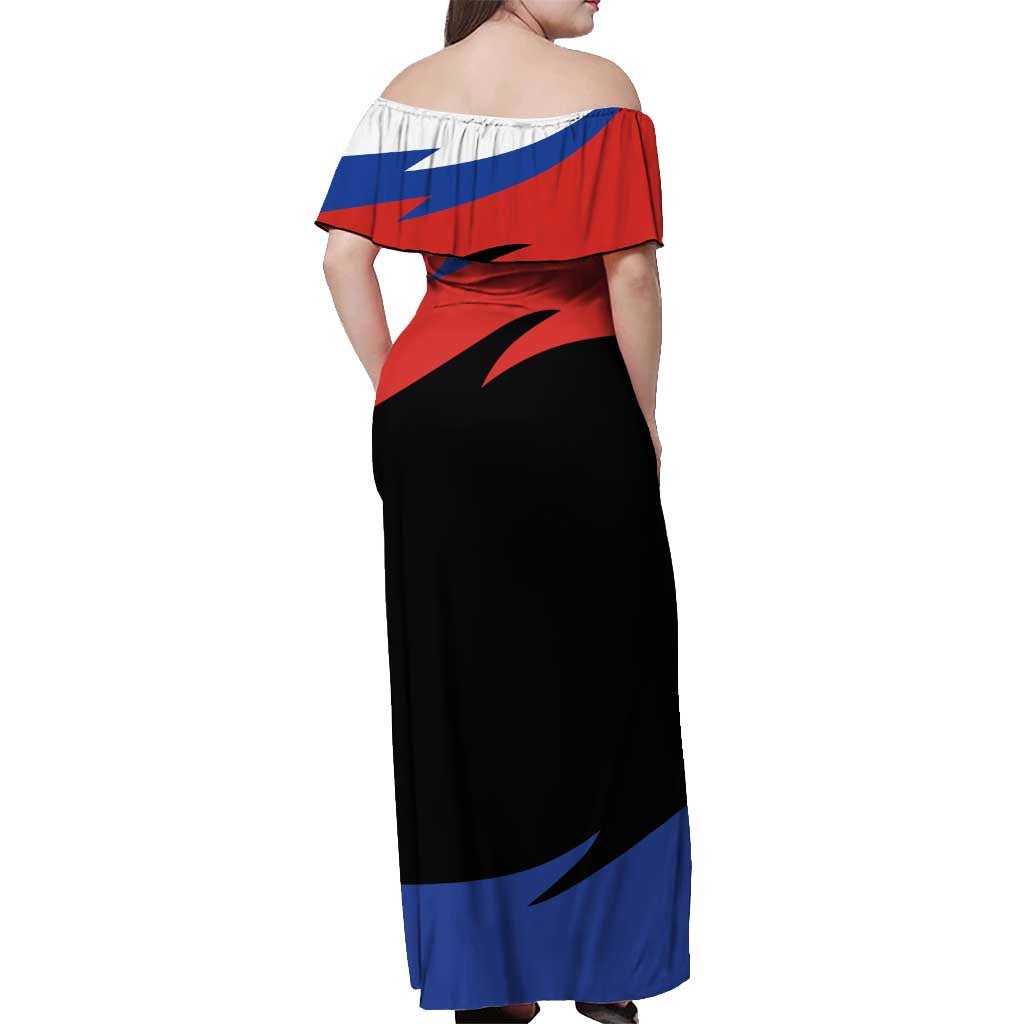 Russia Brown Bear and Chamomile Flower Off Shoulder Maxi Dress LT17 - Wonder Print Shop