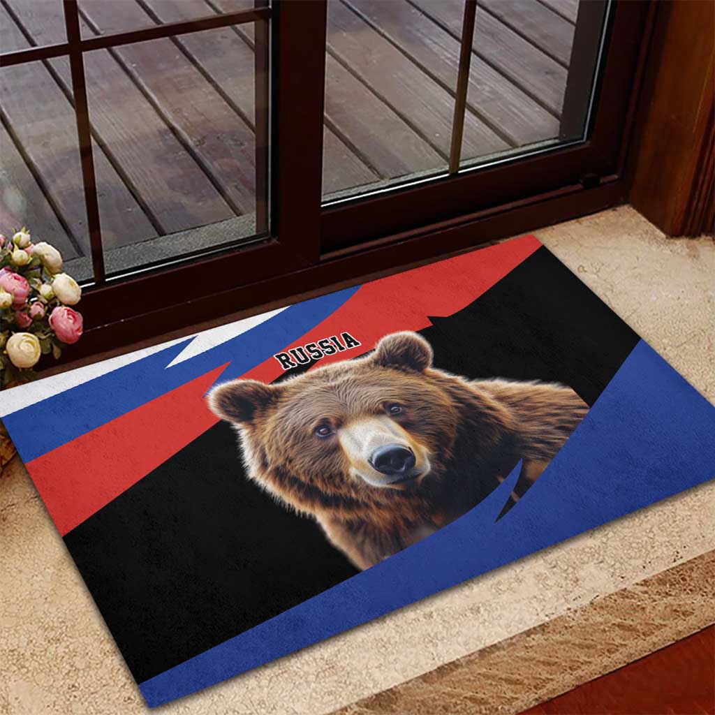 Russia Brown Bear and Chamomile Flower Rubber Doormat LT17 - Wonder Print Shop