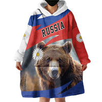 Russia Brown Bear and Chamomile Flower Wearable Blanket Hoodie LT17 - Wonder Print Shop