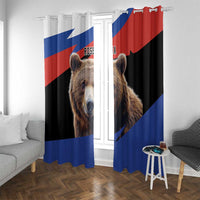 Russia Brown Bear and Chamomile Flower Window Curtain LT17 - Wonder Print Shop