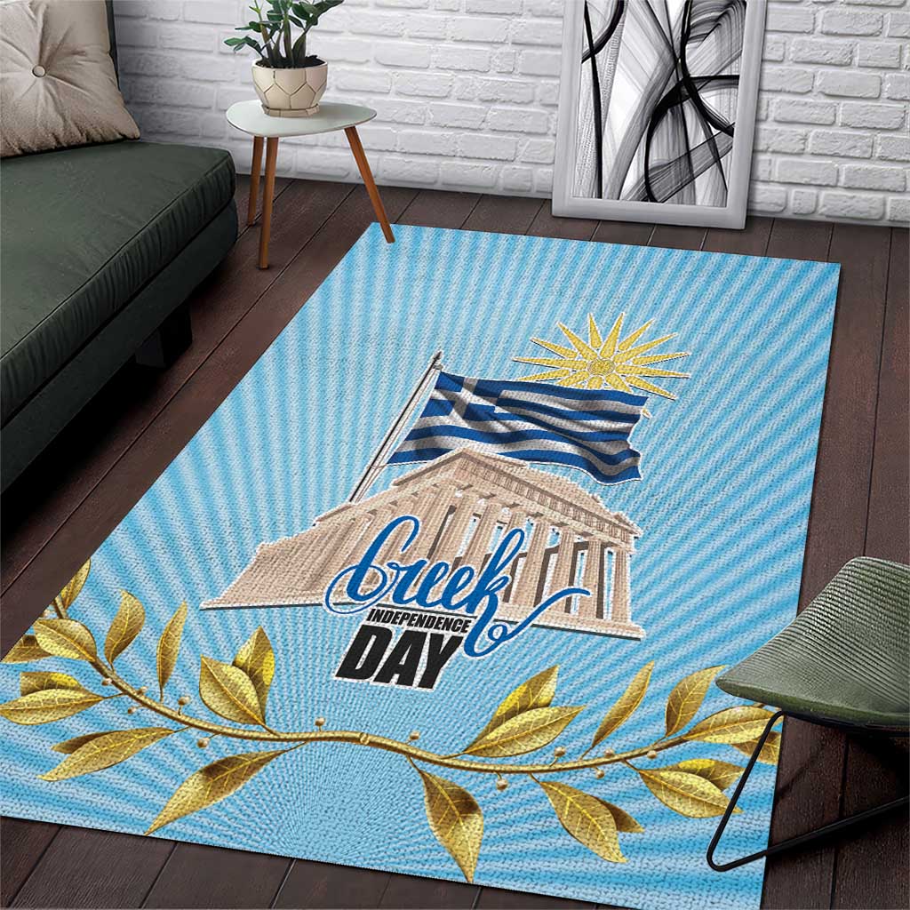 Greece Independence Day Area Rug 25th March Vergina Sun