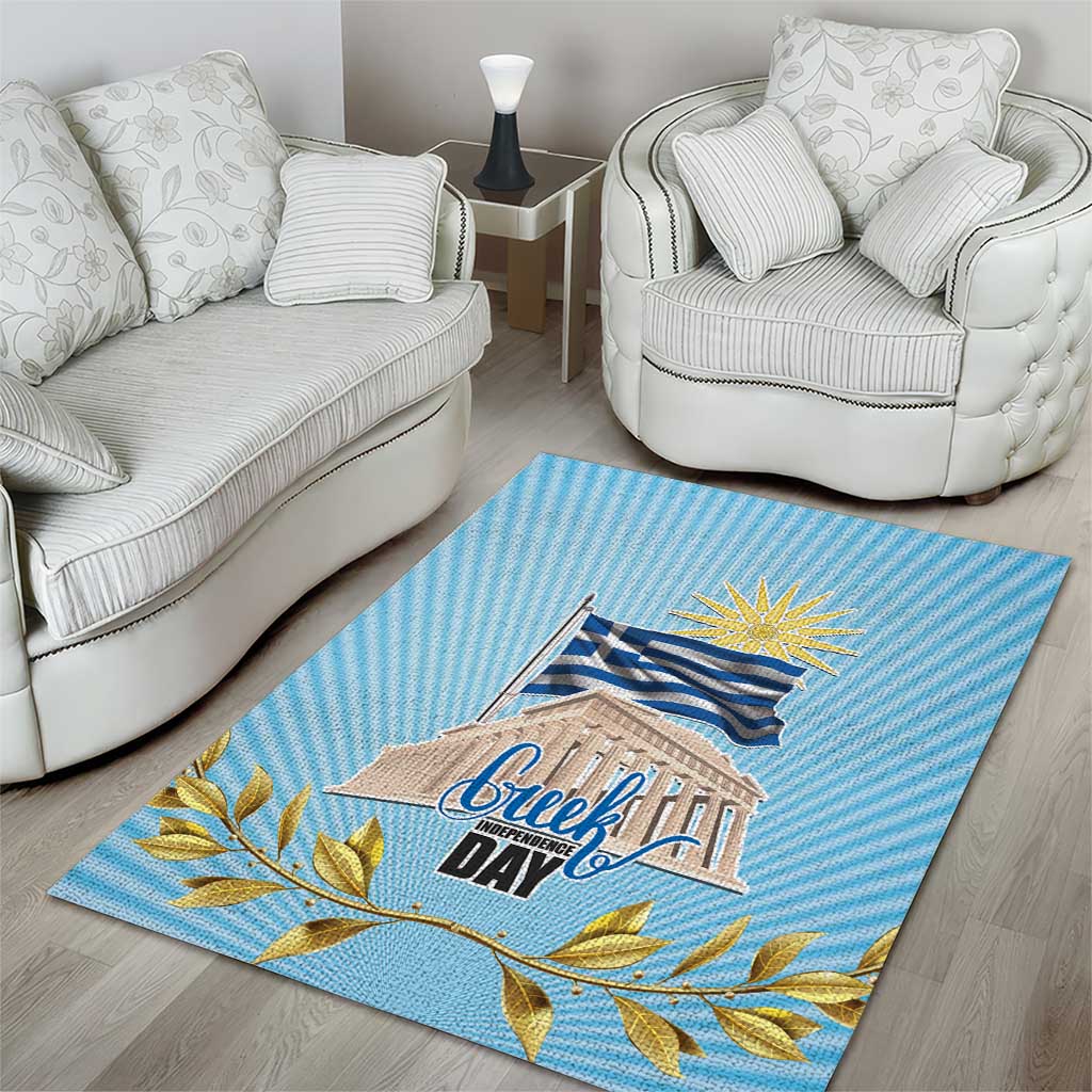 Greece Independence Day Area Rug 25th March Vergina Sun