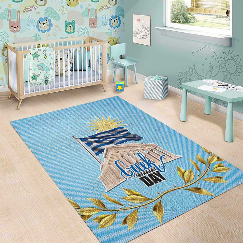 Greece Independence Day Area Rug 25th March Vergina Sun