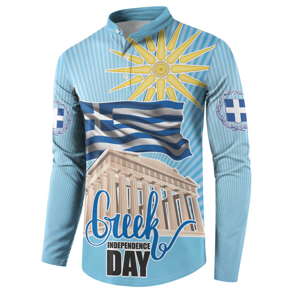 Greece Independence Day Button Sweatshirt 25th March Vergina Sun