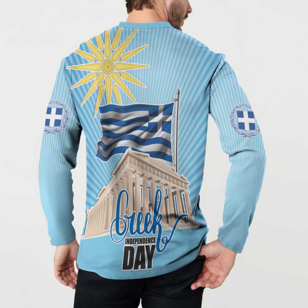 Greece Independence Day Button Sweatshirt 25th March Vergina Sun