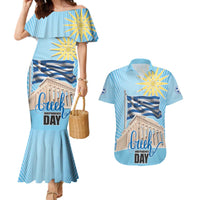 Greece Independence Day Couples Matching Mermaid Dress and Hawaiian Shirt 25th March Vergina Sun