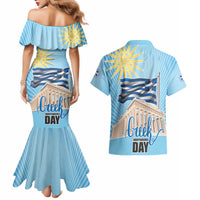 Greece Independence Day Couples Matching Mermaid Dress and Hawaiian Shirt 25th March Vergina Sun