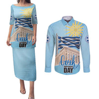 Greece Independence Day Couples Matching Puletasi and Long Sleeve Button Shirt 25th March Vergina Sun