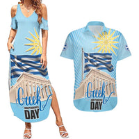 Greece Independence Day Couples Matching Summer Maxi Dress and Hawaiian Shirt 25th March Vergina Sun