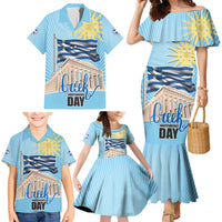 Greece Independence Day Family Matching Mermaid Dress and Hawaiian Shirt 25th March Vergina Sun
