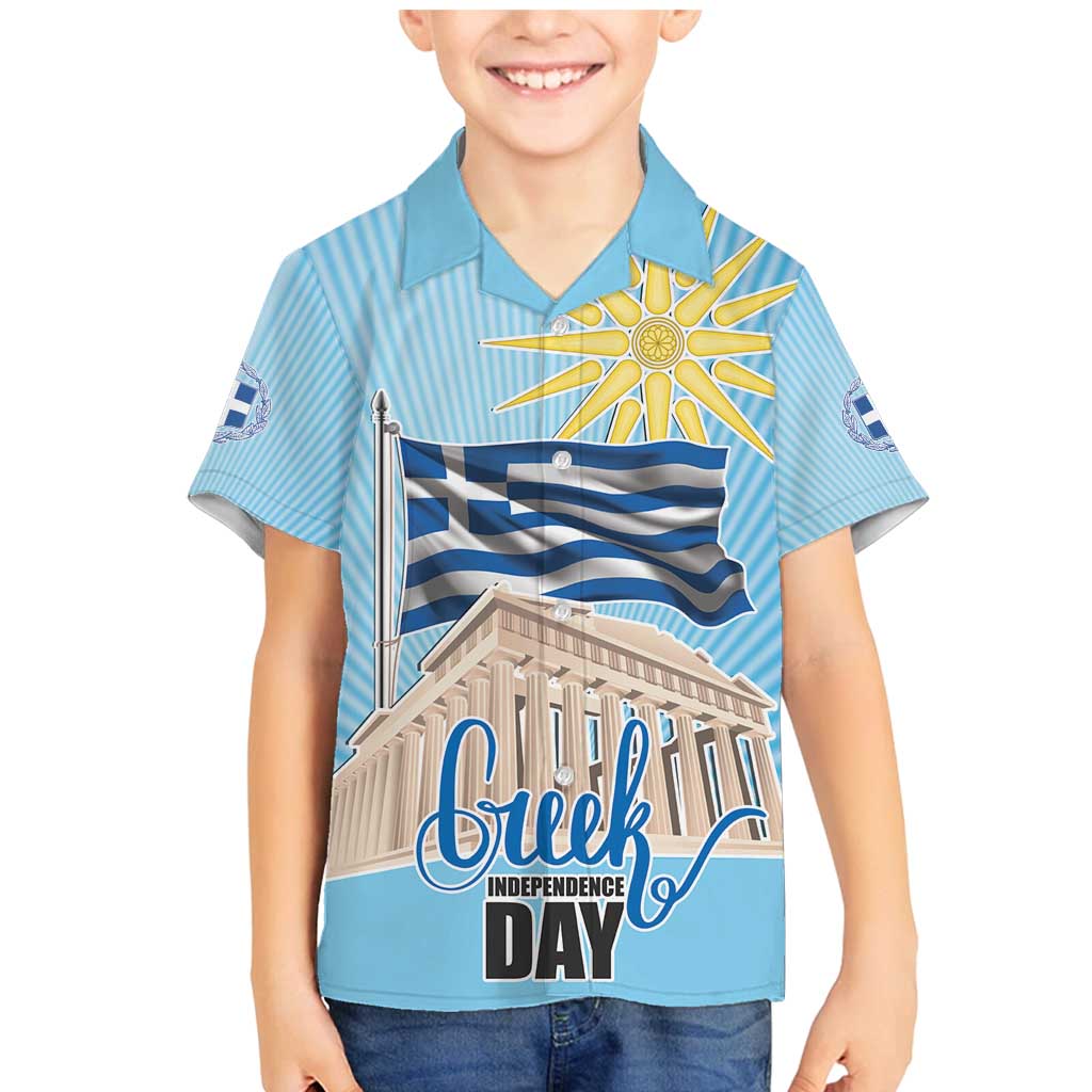 Greece Independence Day Family Matching Mermaid Dress and Hawaiian Shirt 25th March Vergina Sun