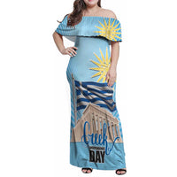 Greece Independence Day Family Matching Off Shoulder Maxi Dress and Hawaiian Shirt 25th March Vergina Sun