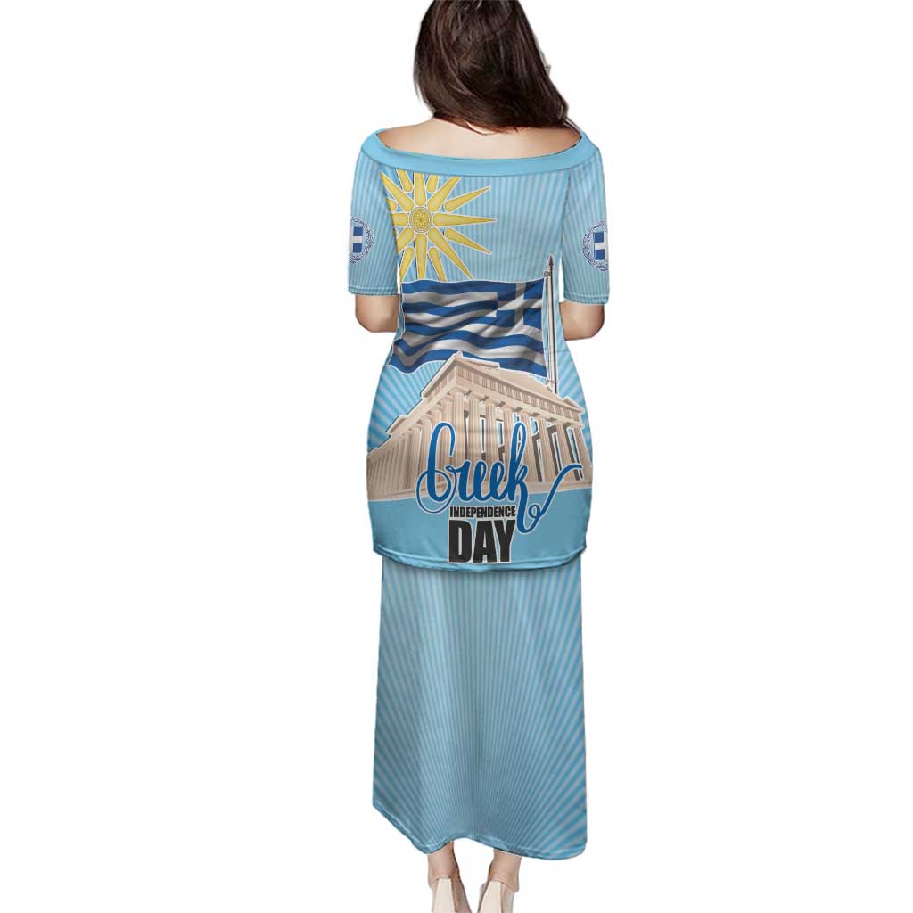 Greece Independence Day Family Matching Puletasi and Hawaiian Shirt 25th March Vergina Sun