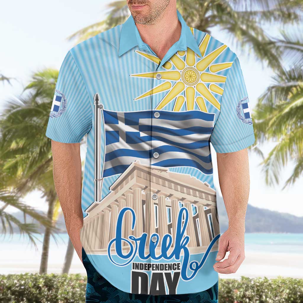 Greece Independence Day Hawaiian Shirt 25th March Vergina Sun