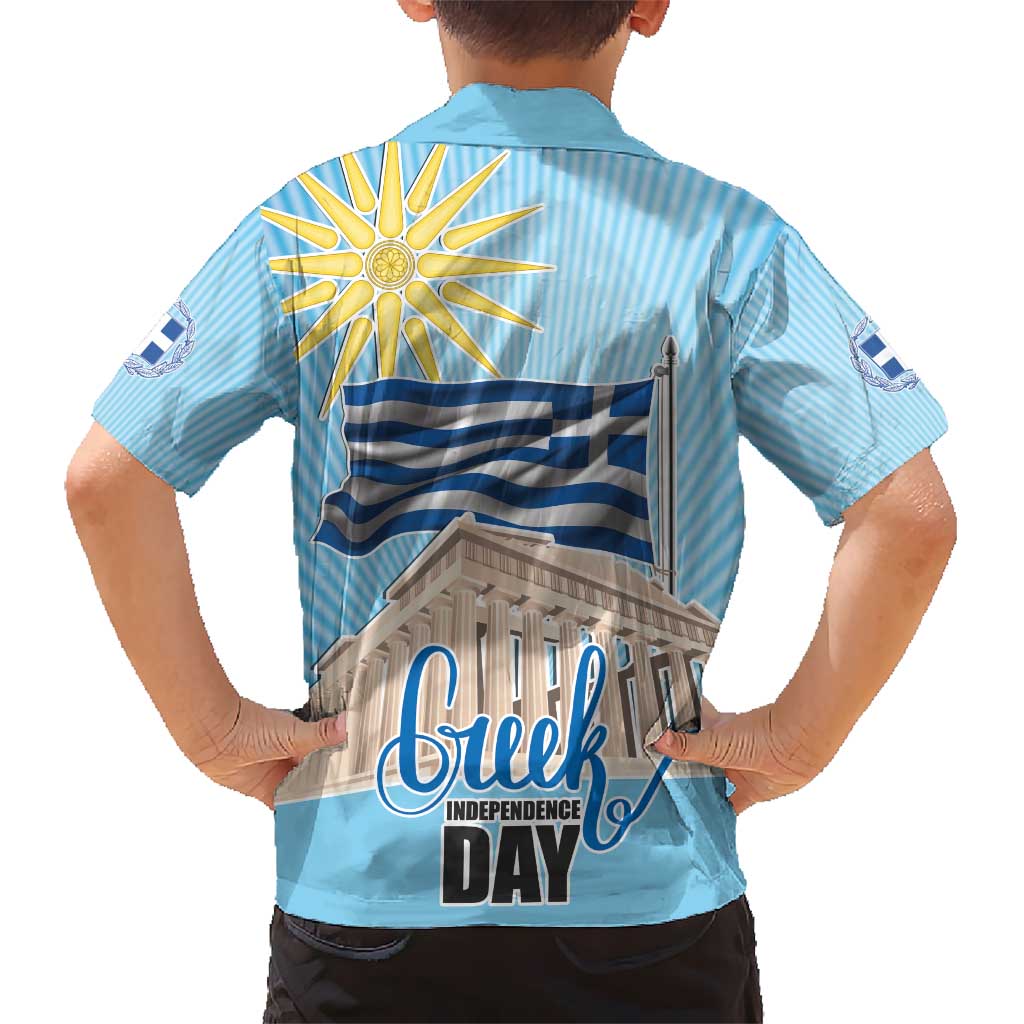 Greece Independence Day Kid Hawaiian Shirt 25th March Vergina Sun