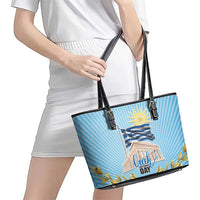 Greece Independence Day Leather Tote Bag 25th March Vergina Sun