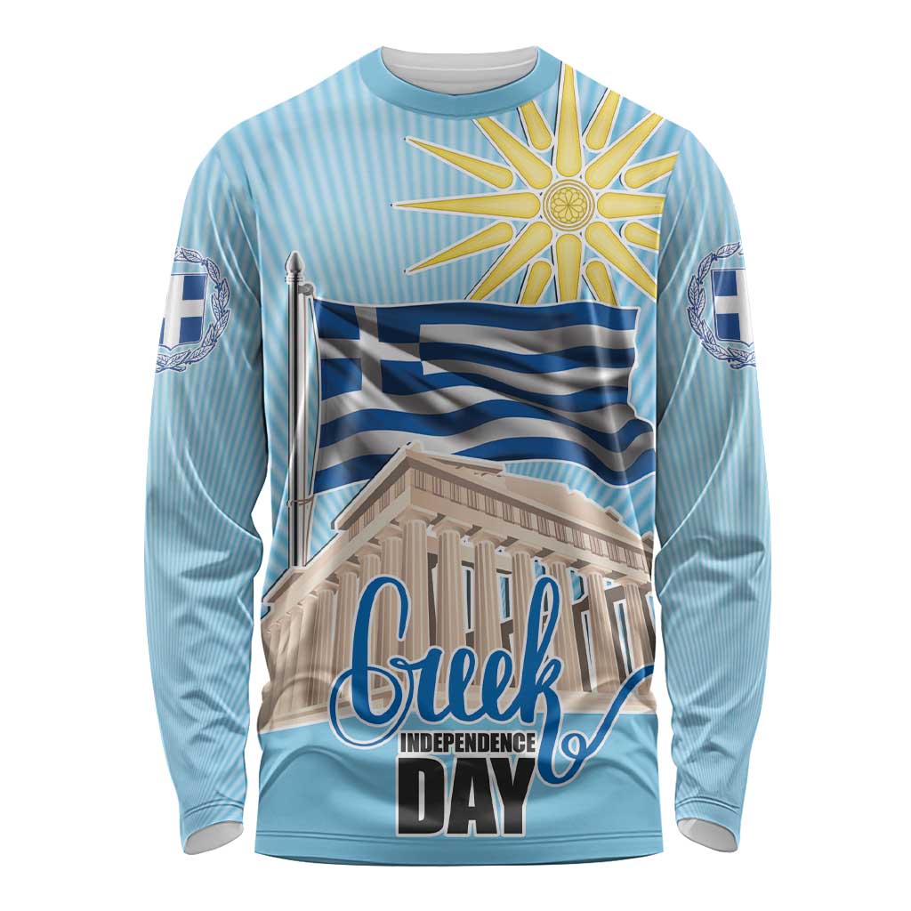 Greece Independence Day Long Sleeve Shirt 25th March Vergina Sun