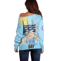 Greece Independence Day Off Shoulder Sweater 25th March Vergina Sun