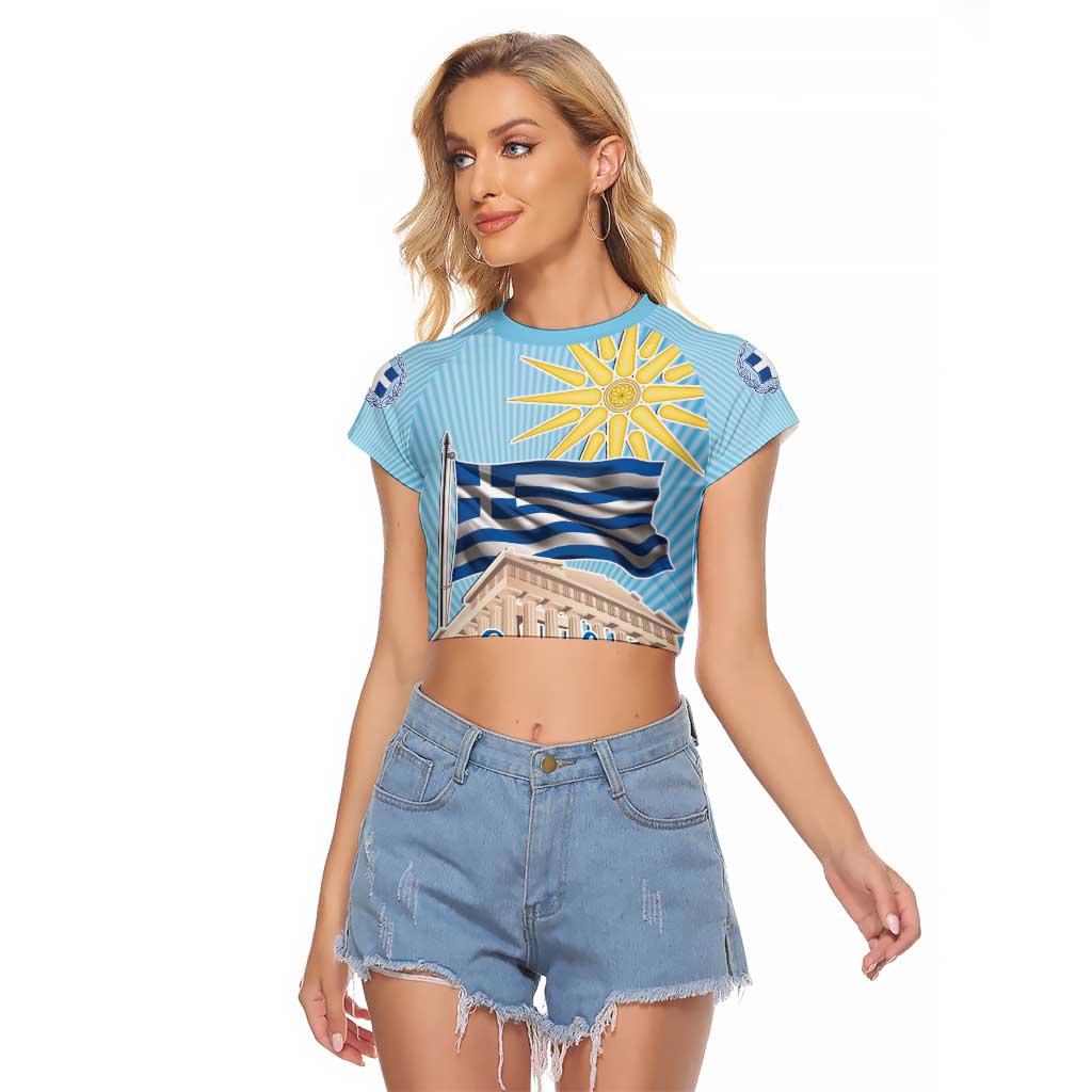 Greece Independence Day Raglan Cropped T Shirt 25th March Vergina Sun