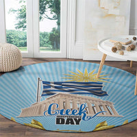 Greece Independence Day Round Carpet 25th March Vergina Sun