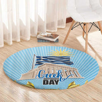 Greece Independence Day Round Carpet 25th March Vergina Sun