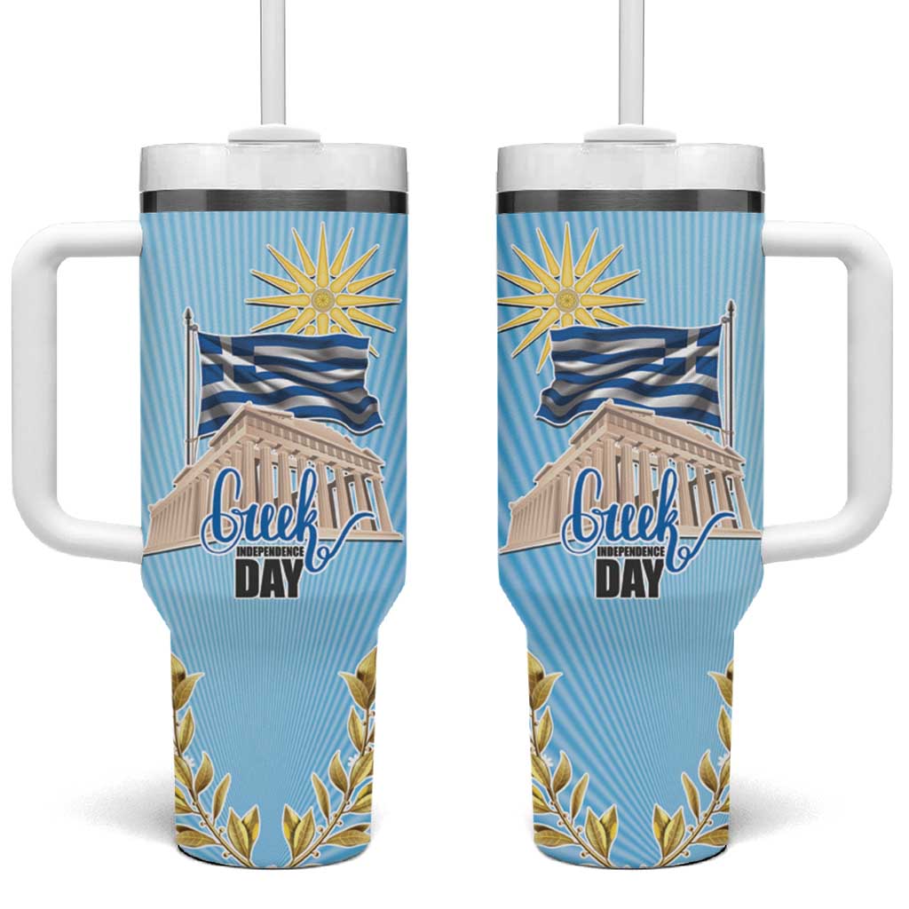 Greece Independence Day Tumbler With Handle 25th March Vergina Sun