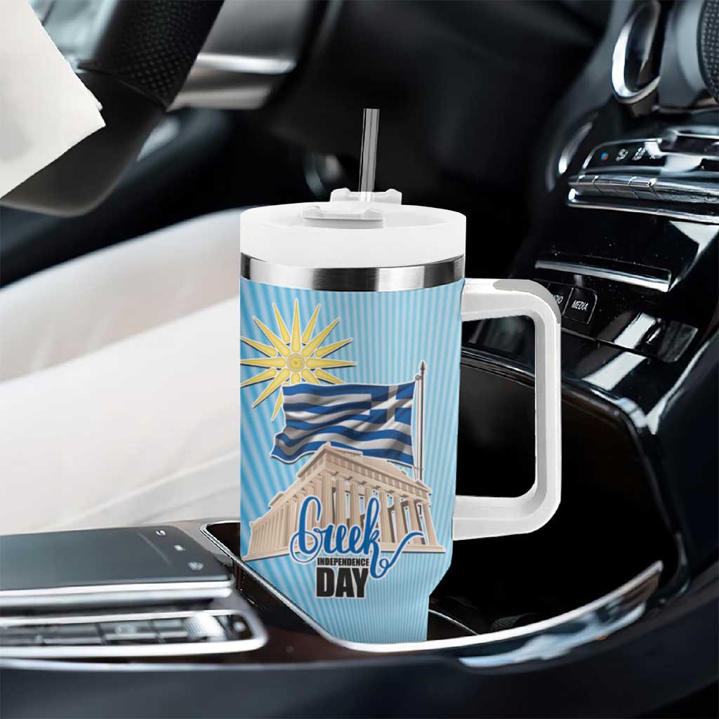 Greece Independence Day Tumbler With Handle 25th March Vergina Sun