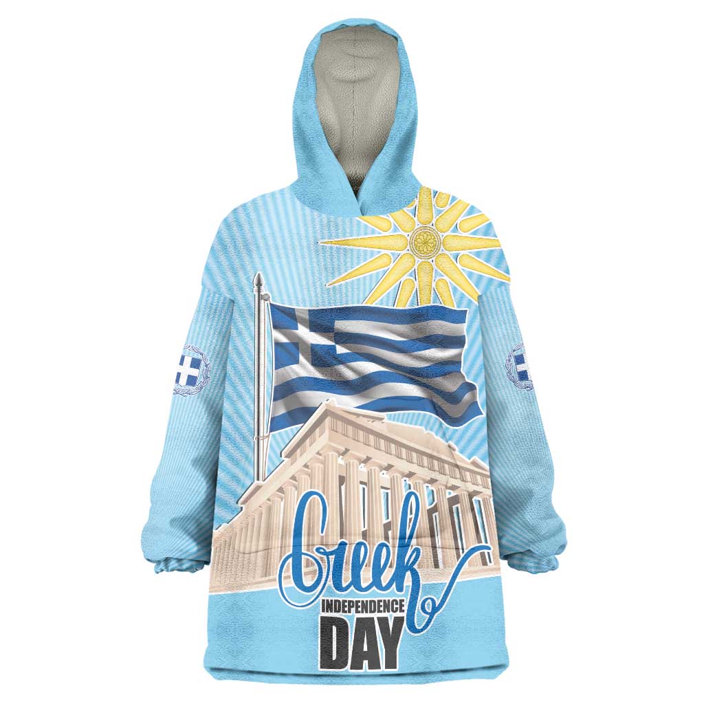 Greece Independence Day Wearable Blanket Hoodie 25th March Vergina Sun