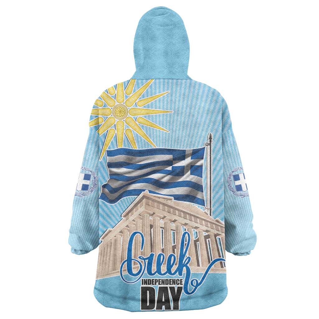 Greece Independence Day Wearable Blanket Hoodie 25th March Vergina Sun