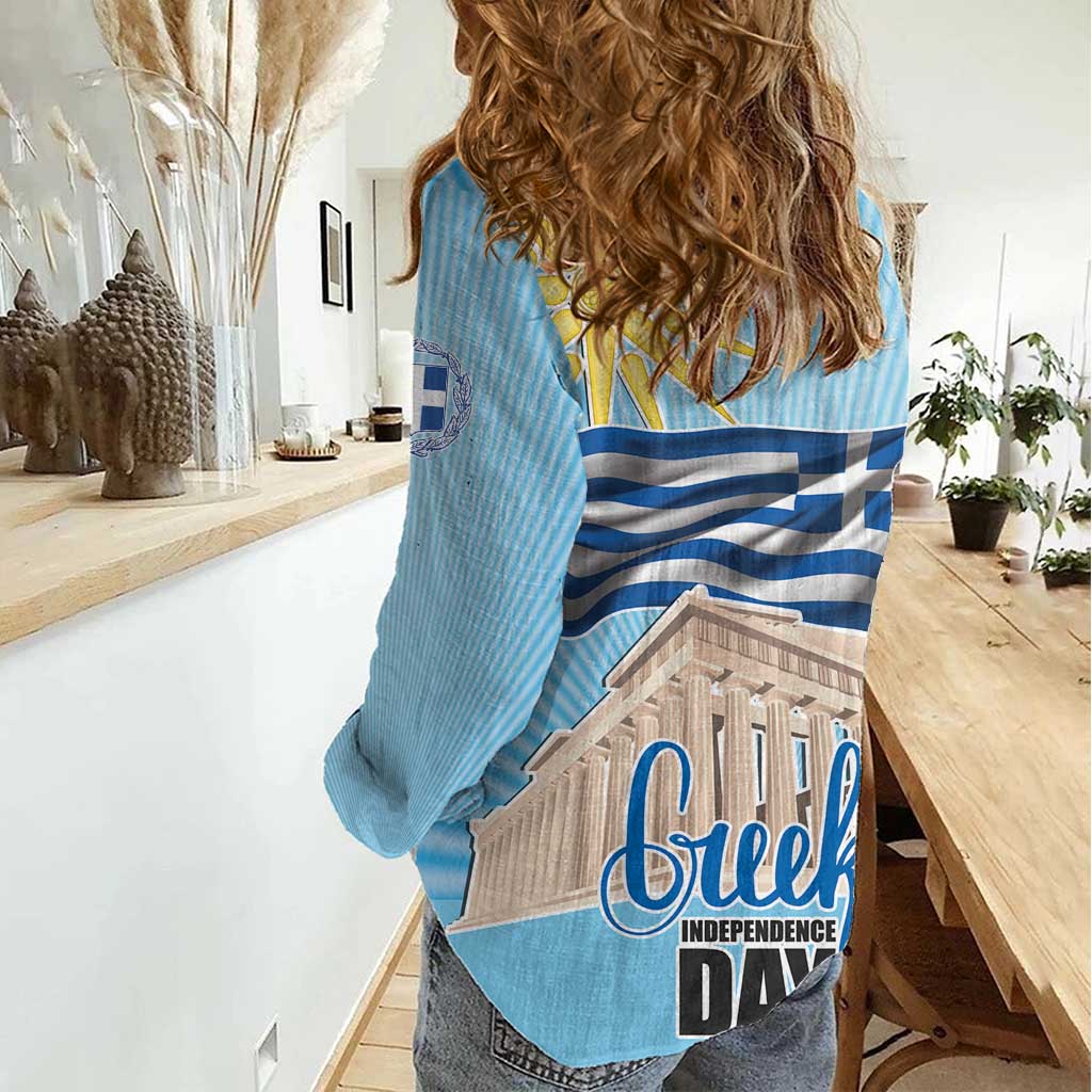 Greece Independence Day Women Casual Shirt 25th March Vergina Sun